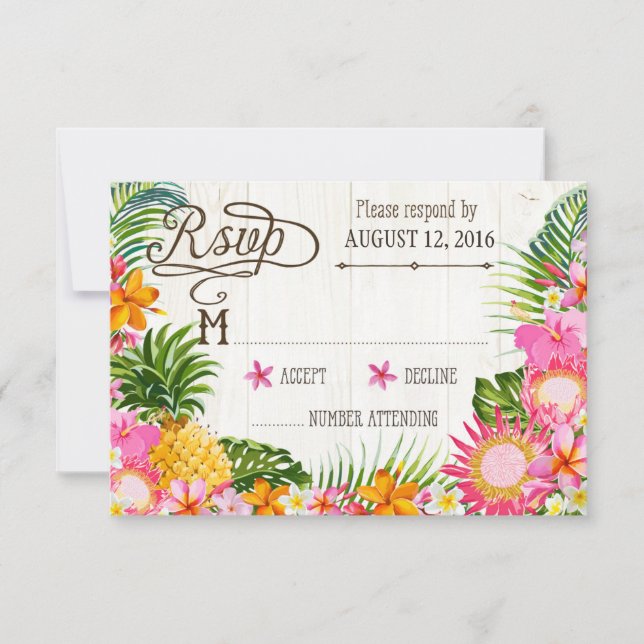 Luau Hawaiian Mariage Beach Rustic Beach Carte RSV (Devant)