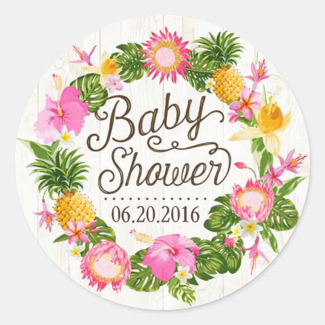 Luau Hawaiian Rustic Beach Baby shower Étiquette (Devant)