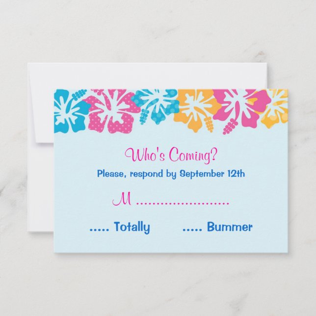 Luau Hibiscus Sweet sixteen (16) Carte RSVP (Devant)