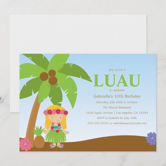 Luau | Invitation de parti (Devant / Derrière)