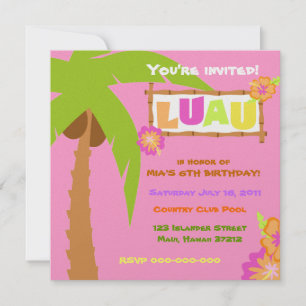 Luau Invitation rose