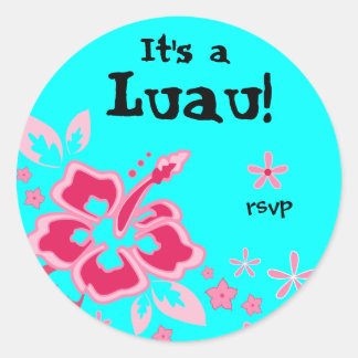 Luau Parti RSVP Stickers Hibiscus bleu rose