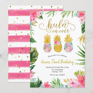 Luau Pineapple Girl Birthday Invitation
