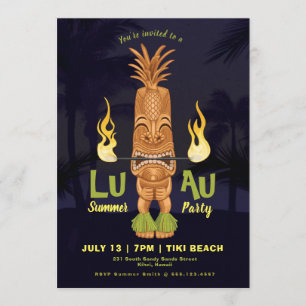 Luau Summer Tiki Birthday Event Party Invitation