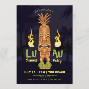 Luau Summer Tiki Birthday Event Party Invitation