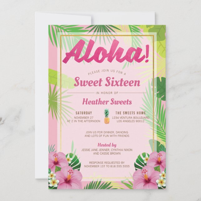 Luau Sweet sixteen Invitation (Devant)