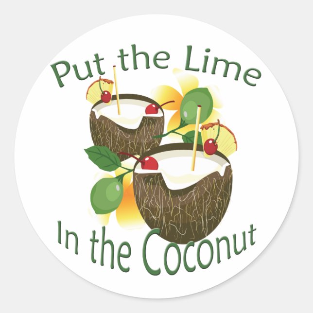 Luau Tropical Party Funny Coconut Drink Sticker (Devant)
