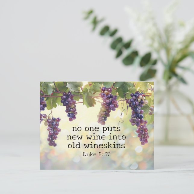 Luc 5:37 Nouveau Vin dans Vieux Wineskins Carte Bi (Debout devant)