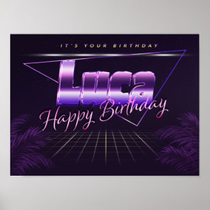 Luca Nom Vorname lila retro Poster Geburtstag