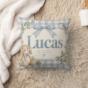 Lucas Blue Gingham Lapin Oreiller de Nursery