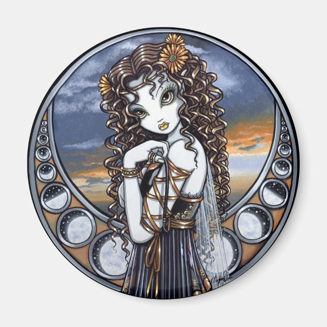 "Lucia" Lune gothique Fleur Magnet d'art (Devant)