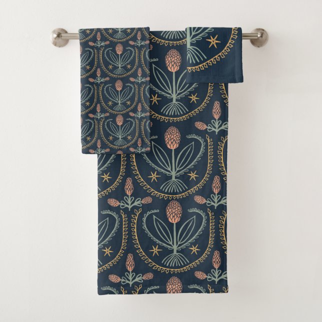 Lucile Floral Carrelage Botanique Motif Deep BLue (En situation)