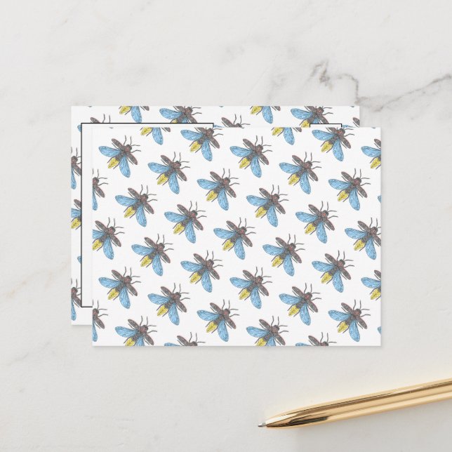 Lucioles (blanc) - Carte postale (Devant/Arrière en situation)