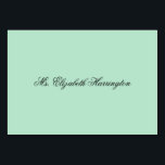 Lucite Green Place Cartes Nom Modèle<br><div class="desc">Cartes vert Lucite avec modèle de nom. Police de script élégante en noir sur un arrière - plan blanc vert clair. Le numéro de table peut être inclus lors de l'ajout du texte personnalisé,  pour utiliser ces cartes comme cartes d'escorte.</div>