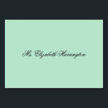 Lucite Green Place Cartes Nom Modèle<br><div class="desc">Cartes vert Lucite avec modèle de nom. Police de script élégante en noir sur un arrière - plan blanc vert clair. Le numéro de table peut être inclus lors de l'ajout du texte personnalisé,  pour utiliser ces cartes comme cartes d'escorte.</div>