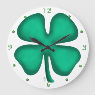 Lucky 4 Leaf Irish Clocher grande horloge murale