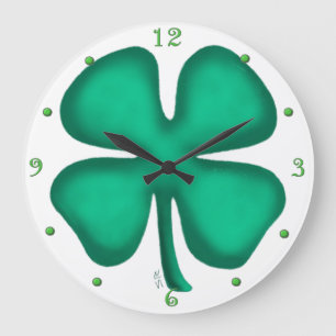 Lucky 4 Leaf Irish Clover horloge murale avec numé