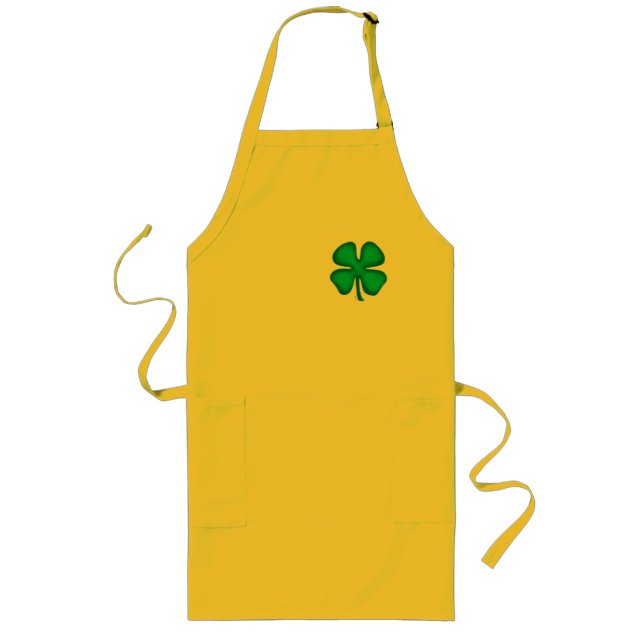 Lucky 4 Leaf Irish Clover long tablier de chef jau (Devant)