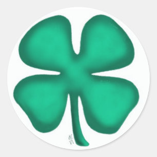 Lucky 4 Leaf Irish Clover petits autocollants rond
