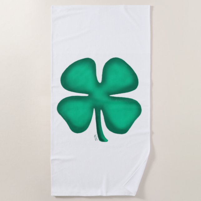 Lucky 4 Leaf Irish Clover serviette de plage (Devant)