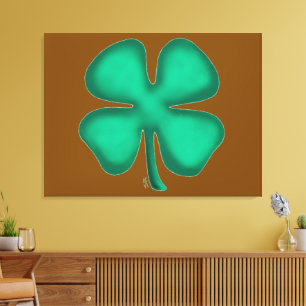 Lucky 4 Leaf irlandais Clover imprimé en toile bru
