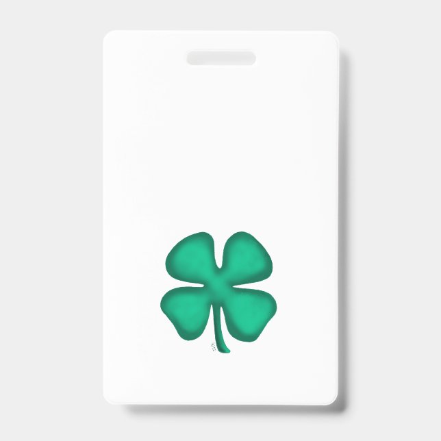 Lucky 4 Leaf Trèfle Irlandais badge blanc vertical (Avant)