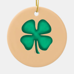 Lucky 4 Leaf Trèfle irlandais ornement rond en cér