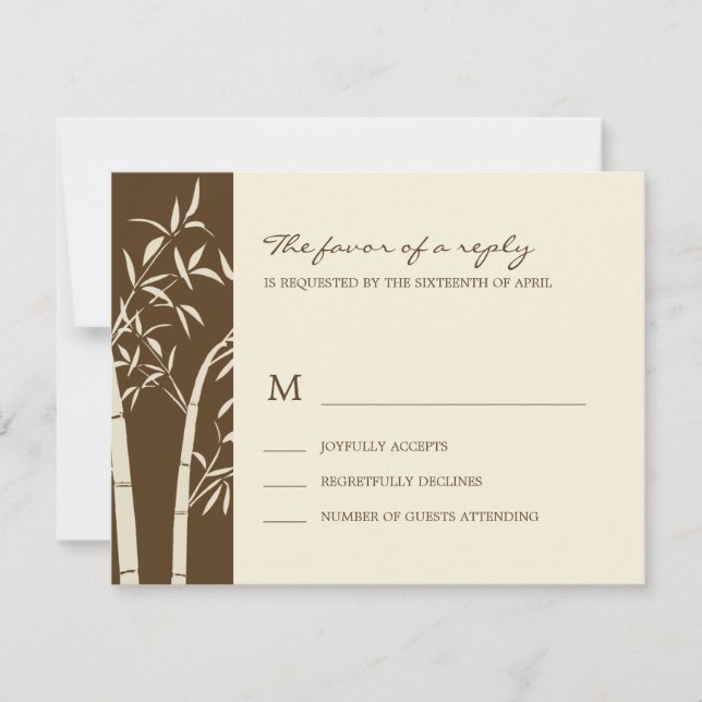 Lucky Bamboo Wedding Carte RSVP - Brown (Devant)