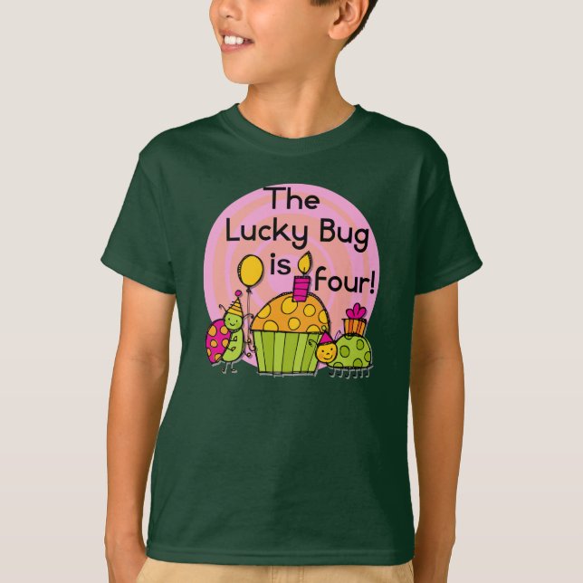 Lucky Bug Cupcake 4th Birthday T-shirts et cadeaux (Devant)