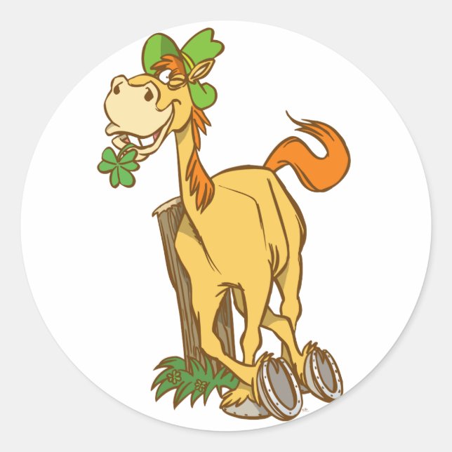 Lucky Cartoon Horse sur Sticker St Patrick's Day (Devant)
