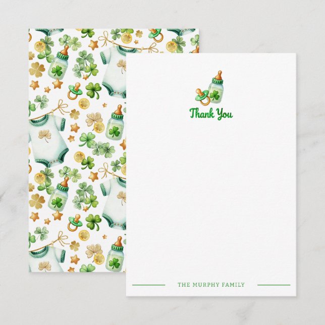 Lucky Charm Carte de remerciements de Baby shower  (Devant / Derrière)