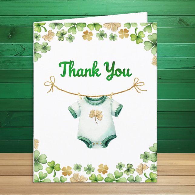 Lucky Charm Carte de remerciements de Baby shower  (Irish Baby Shower Thank You Card)