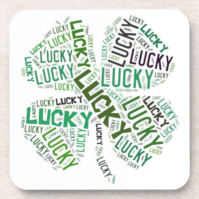 Lucky Clover Word Art Cork Dessous de verre (Devant)