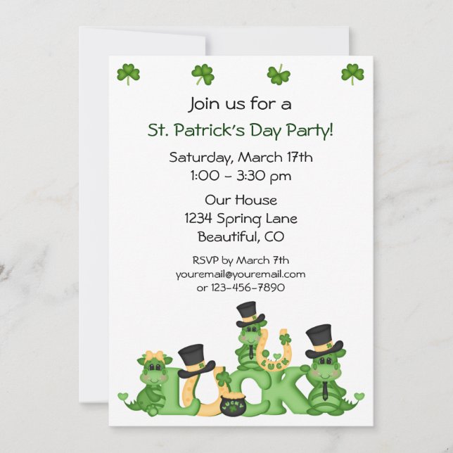 Lucky Dragons St Patrick's Day Party Invitation (Devant)