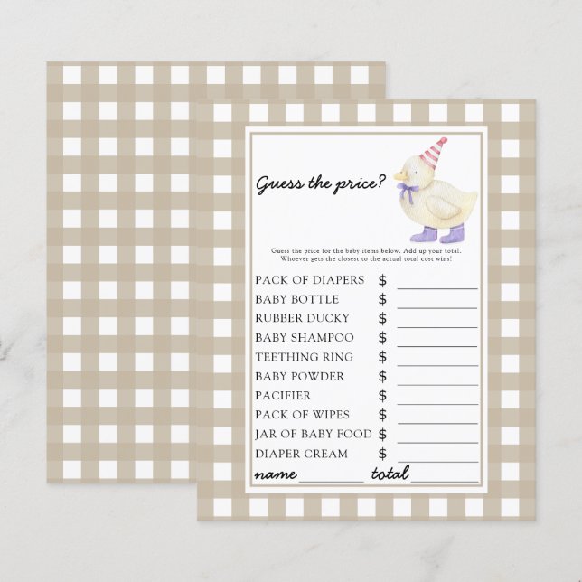 Lucky duck - Devinez le prix! Jeu (Devant / Derrière)