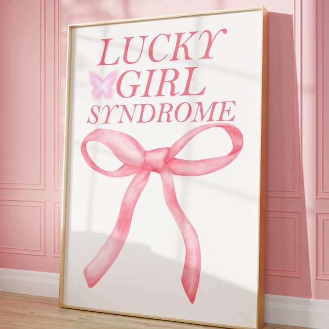Lucky Girl Syndrome Pink Aesthetic Wall Poster (Créateur téléchargé)