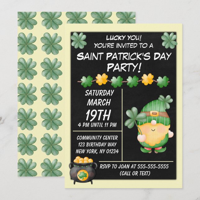 Lucky Gold Saint Patrick's Day Party Invitation (Devant / Derrière)