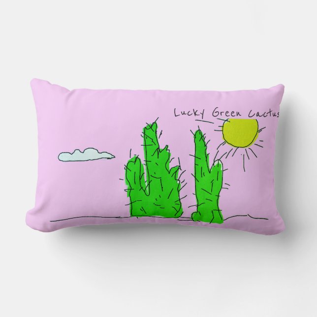 Lucky Green Cactus Doodle Funky Thaillow Oreiller (Recto)