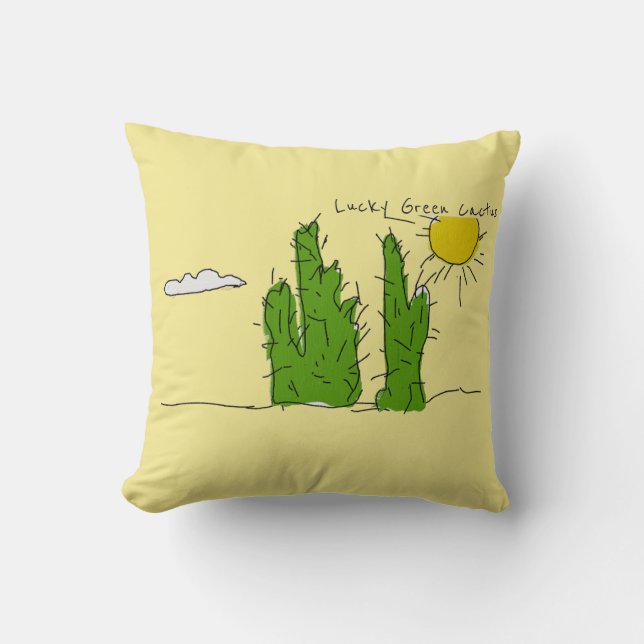 Lucky Green Cactus Doodle Funky Thaillow Oreiller (Recto)