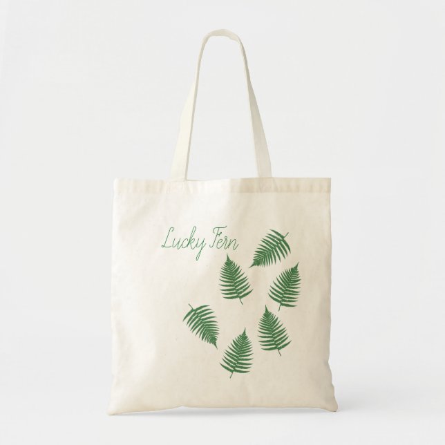 Lucky Green Fern Motif Sac fourre-tout (Devant)
