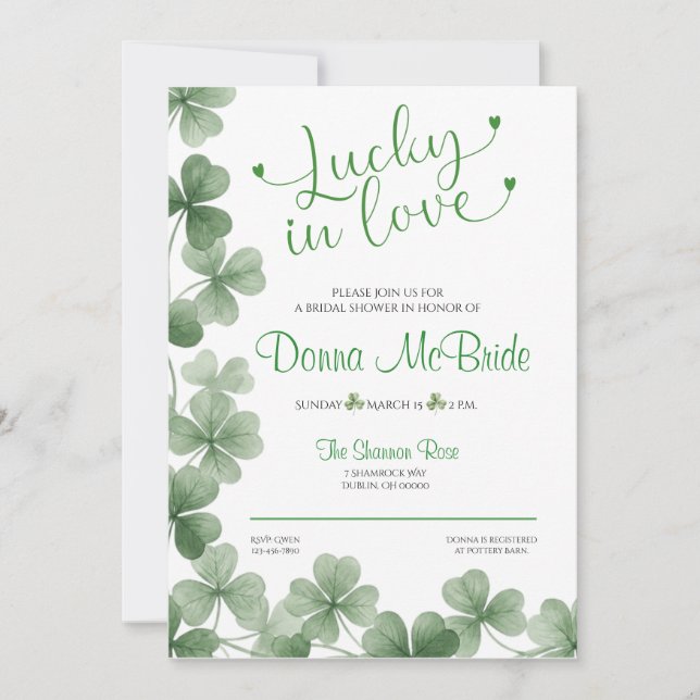 Lucky in Love Bridal Shower Invitation (Devant)