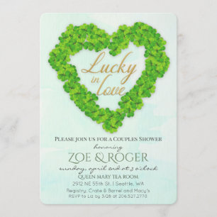 Lucky In Love Clover Couples Douche Invitation