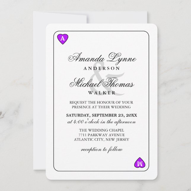 Lucky in Love - Coeurs jouer carte Wed Invitation (Dos)