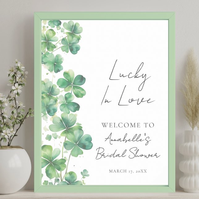 Lucky In Love Fête des mariées Affiche de bienvenu (Lucky In Love Bridal Shower Welcome Sign)