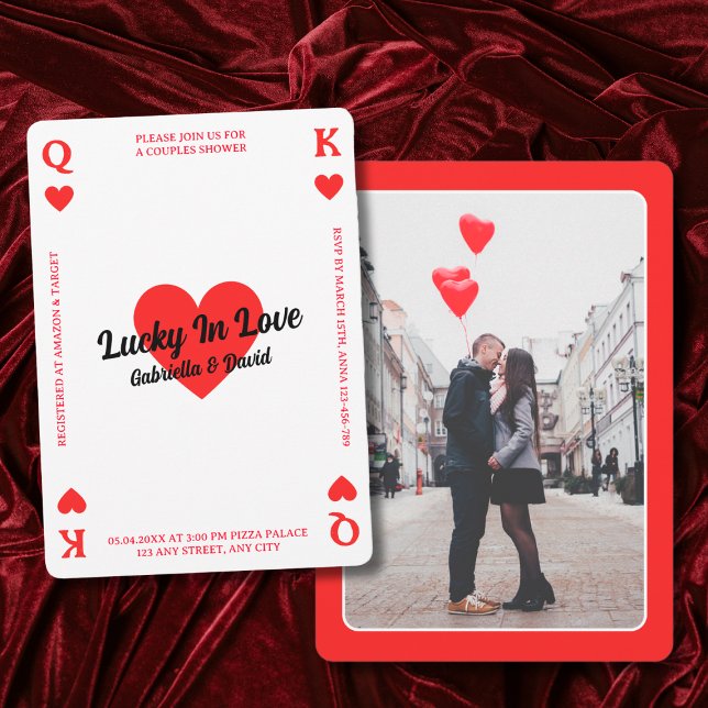Lucky In Love Photo Jouer Carte Couples Douche (Lucky In Love Photo Playing Card Couples Shower)