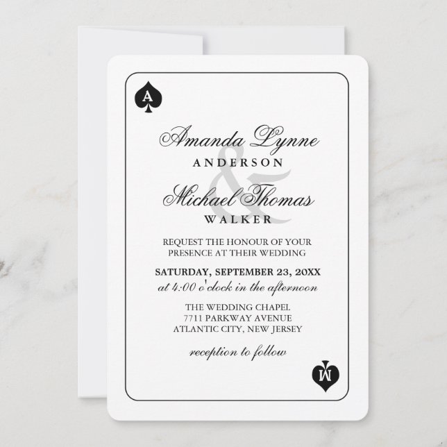 Lucky in Love - Pique Jouer Carte Wed Invitation (Dos)