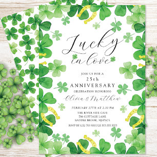 Lucky in Love Shamrock Anniversaire Invitation
