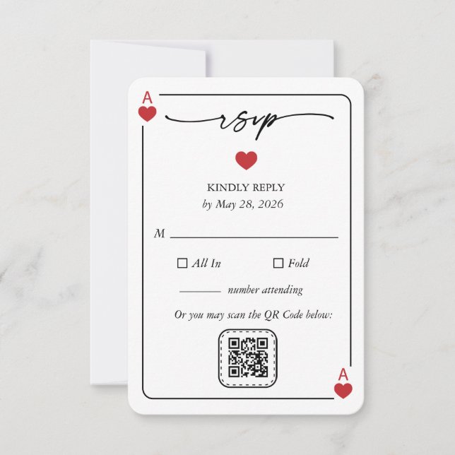 Lucky in Love Wedding Carte RSVP avec option QR (Devant)