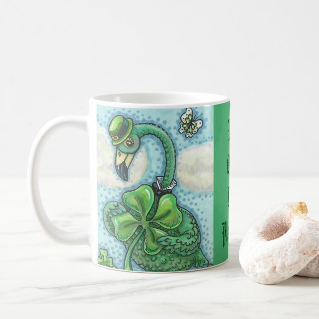 Lucky Irish Flamant rose ST. PATRICK'S DAY MUG gre (Avec donut)