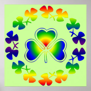 Lucky Irish Poster arc-en-ciel Shamrock